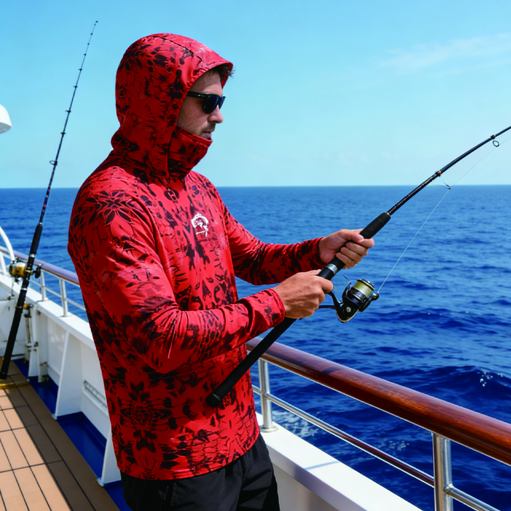 Fishing Hoodie UPF 50 Anti UV Sailing Shirt Surfing Face Cover Neck Summer Men Long Sleeve Hunting Jersey Camisa De Pesca Performance Fish Gear Beach Tops Wear Climbing Uniform Angling