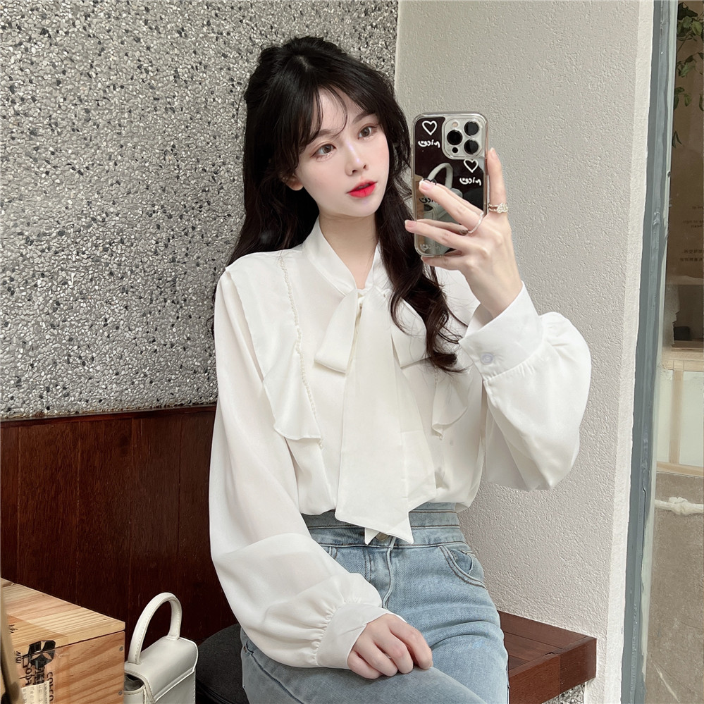 Title 9, Ladies French Chic Bow Long Sleeve Shirt