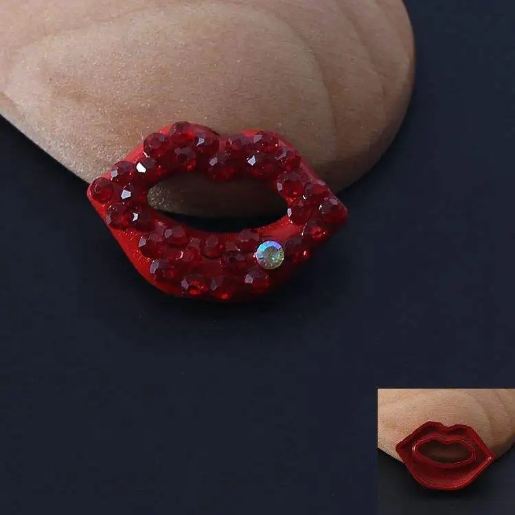 Diamond-encrusted Lips Mouth Full Of Diamond-red Lips Creative Jewelry Accessories - Small Red
