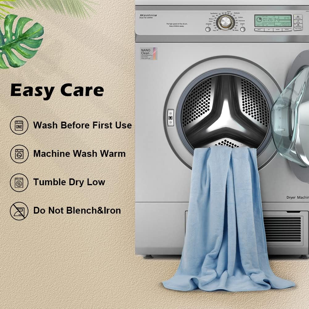 Blue Microfiber Bath Towels 2 Units, 27x54 Inch Soft Quick Dry Towels For Bathroom, Sports, Yoga, Spa And Fitness 2