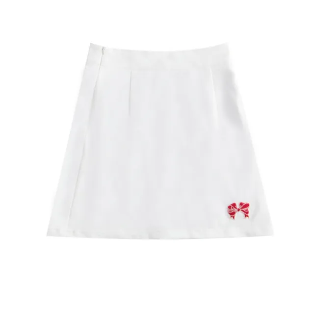 Summer Bow Embroidered Neck T Shirt Half Body Short White - Shop at LoveMi