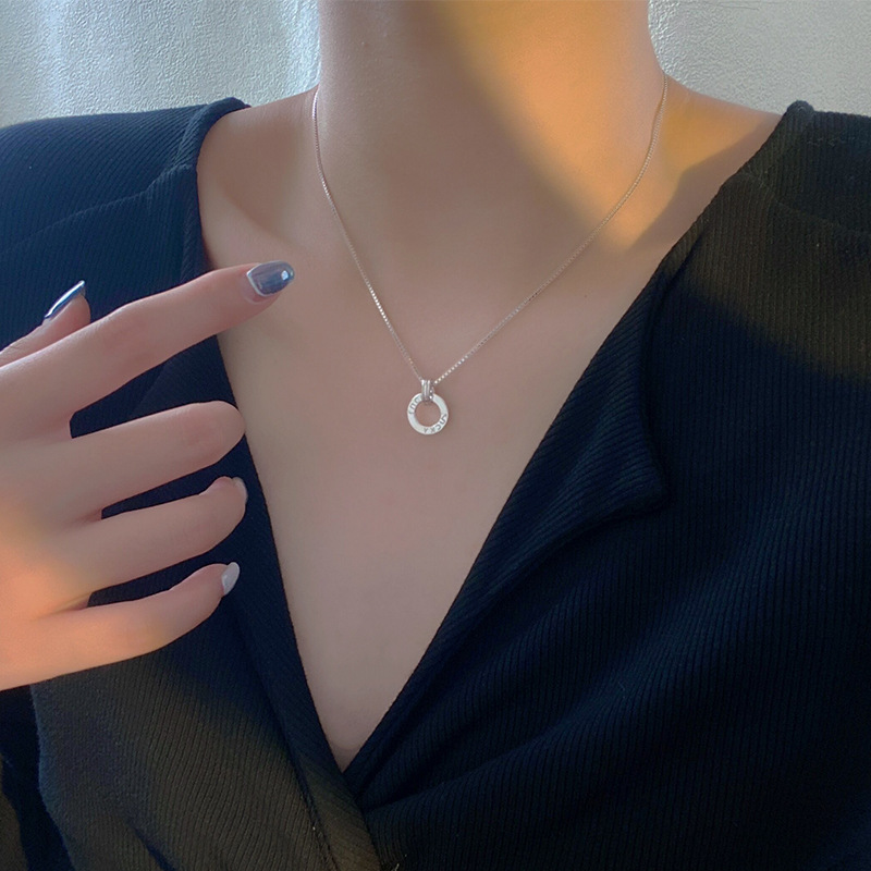 S925 Sterling Silver Ring English Letter Necklace Female Minority