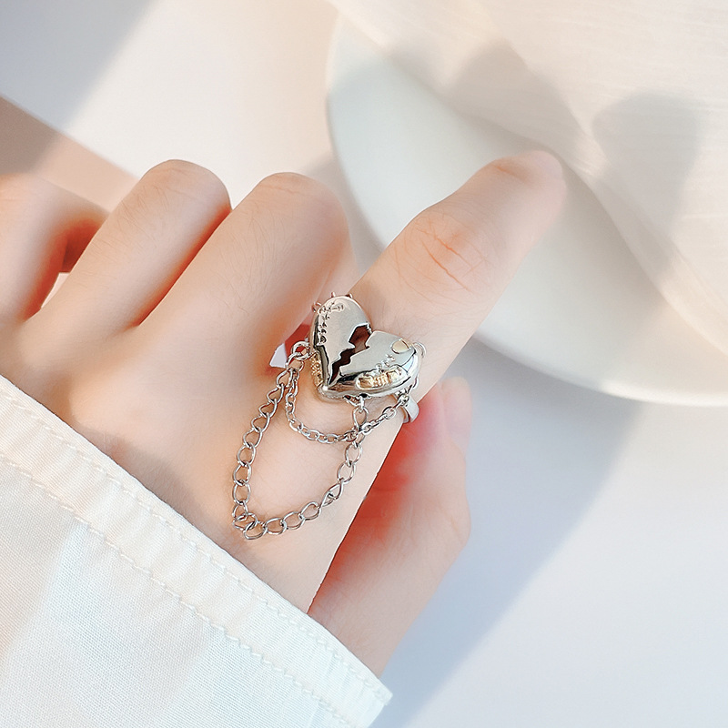 Tassel Ring Necklace Niche Design Love Men And Women Stitching Contrast Color Clavicle Chain