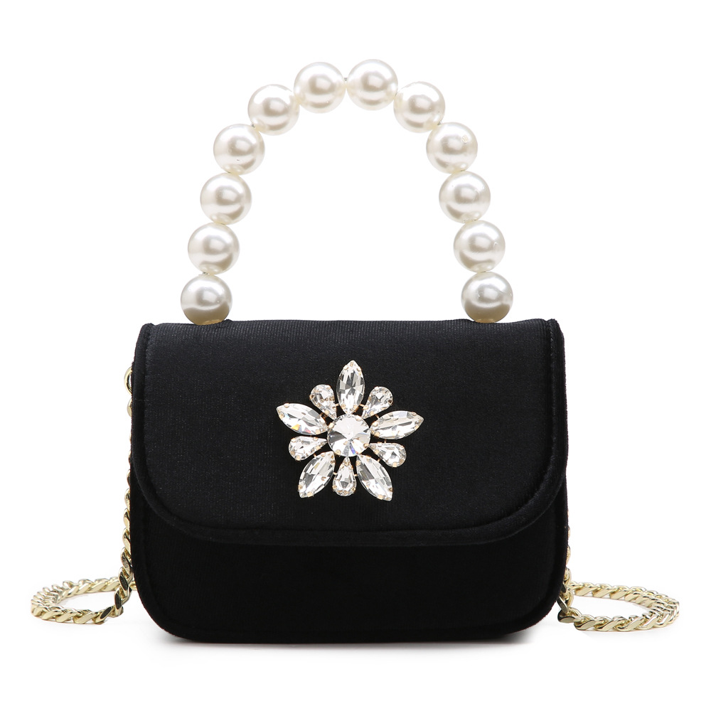 Women's Velvet Small Square Chain Shoulder Messenger Bag Black - Shop at LoveMi