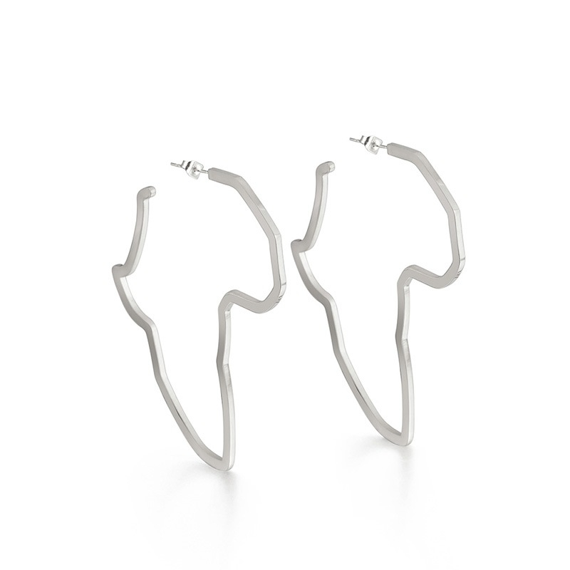 Africa Map Money Symbol Oversized Exaggerated Hollow Stud Earrings