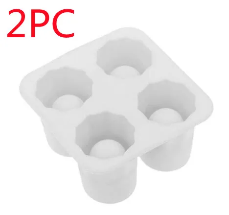 Silicone Ice Maker Mould Bar Party Drink Ice Tray Cool Shape Ice Cube Freeze Mold 4-Cup Ice Mold Cup - White 2Pc