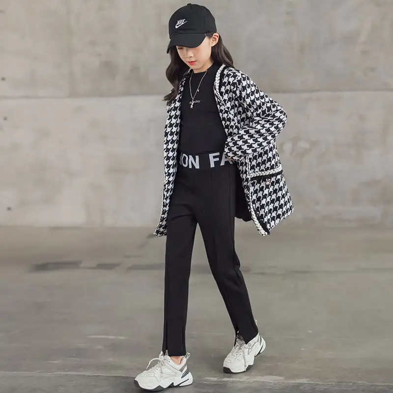 Girls' Suit Houndstooth Element Fashion Thickening