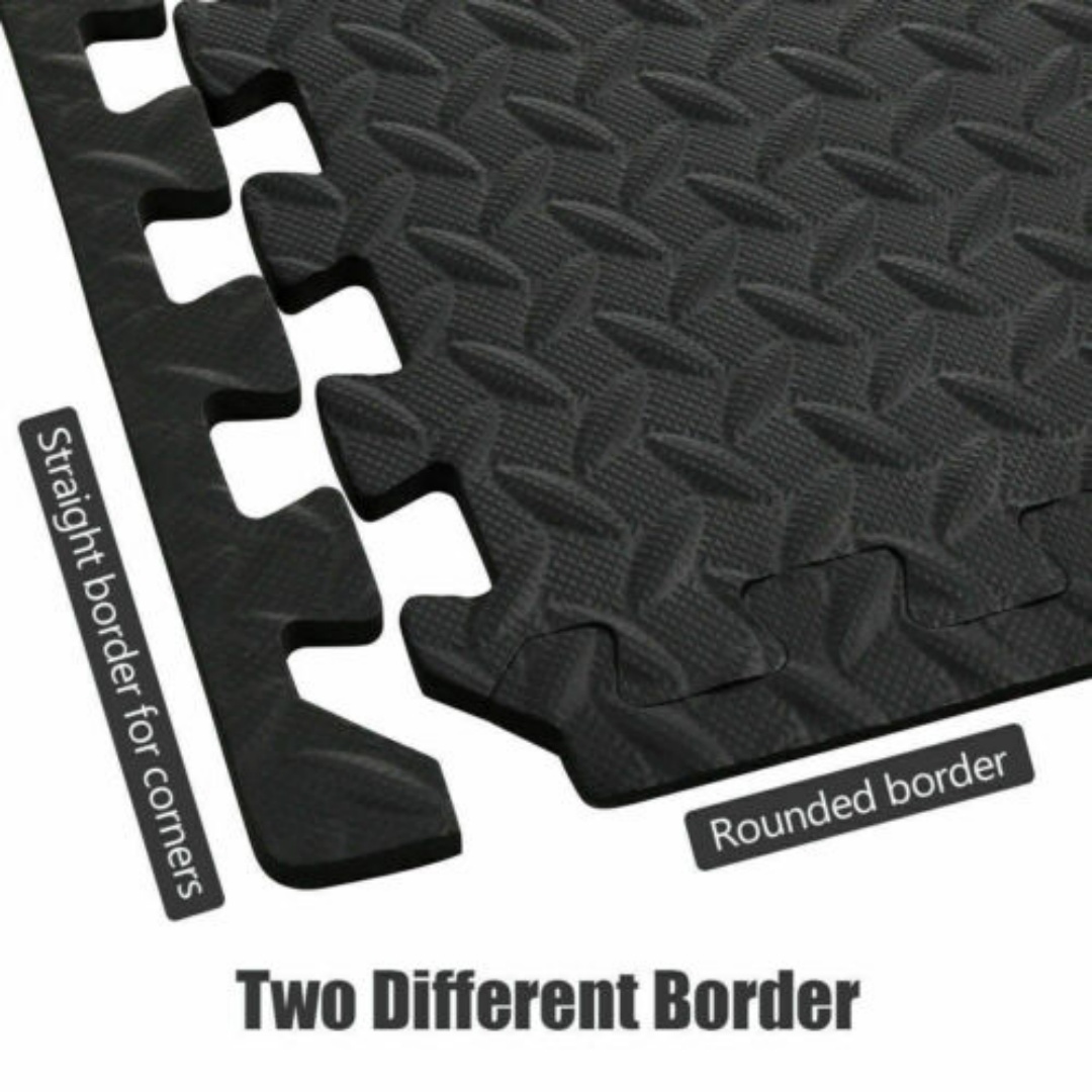 Interlocking Heavy Duty EVA Foam Gym Flooring Mat Floor Mats Tiles 60x60cm--Black-6pcs 6