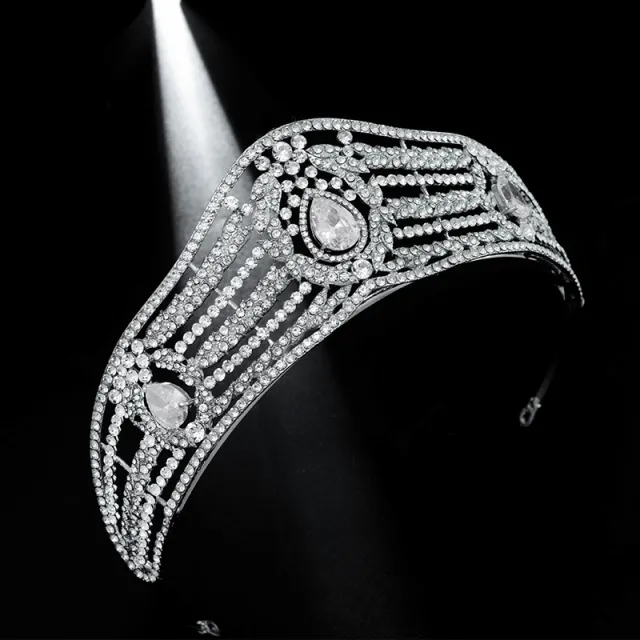 Zircon Bridal Crown Alloy Rhinestone Wedding Hair Jewelry Princess Shooting Wedding Tiara Silver - Shop at LoveMi