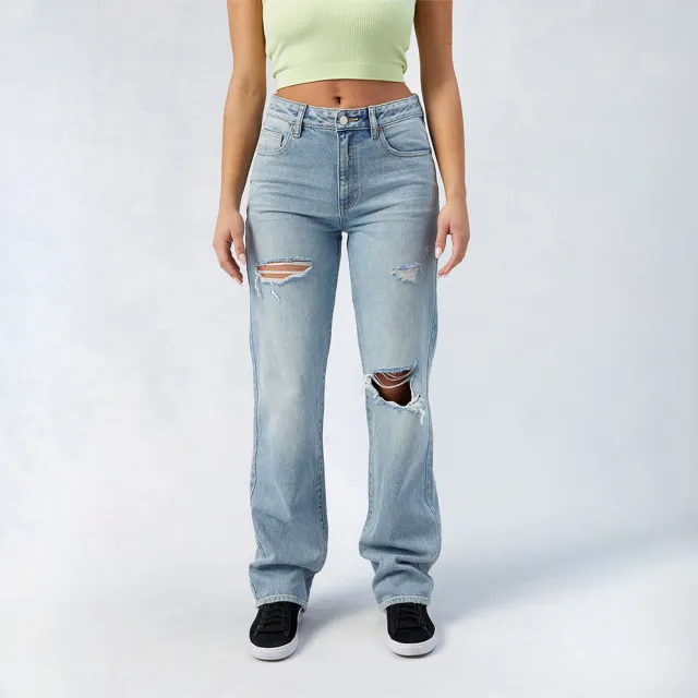 Women's High Waist Jeans, Wide Leg Full Length Jeans With Center Pleat, Cotton Denim For All Seasons Forbidden Platform Temu Blue - Shop at LoveMi