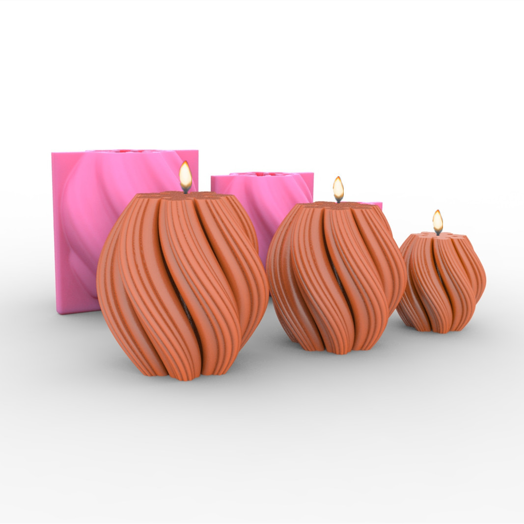 Handmade Irregular Geometric Wave Rotating Candle Mould - 12