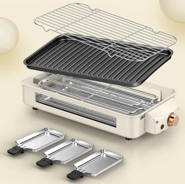 1500W Electric Barbecue Grill 2 In 1 Indoor BBQ Griddle Hot Plate Smokeless - photo 8