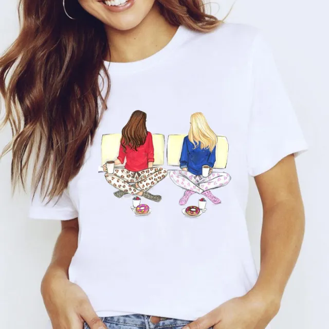 Travel Vacation Girl Fashion Girl Print T shirt Short Sleeve K - Shop at LoveMi