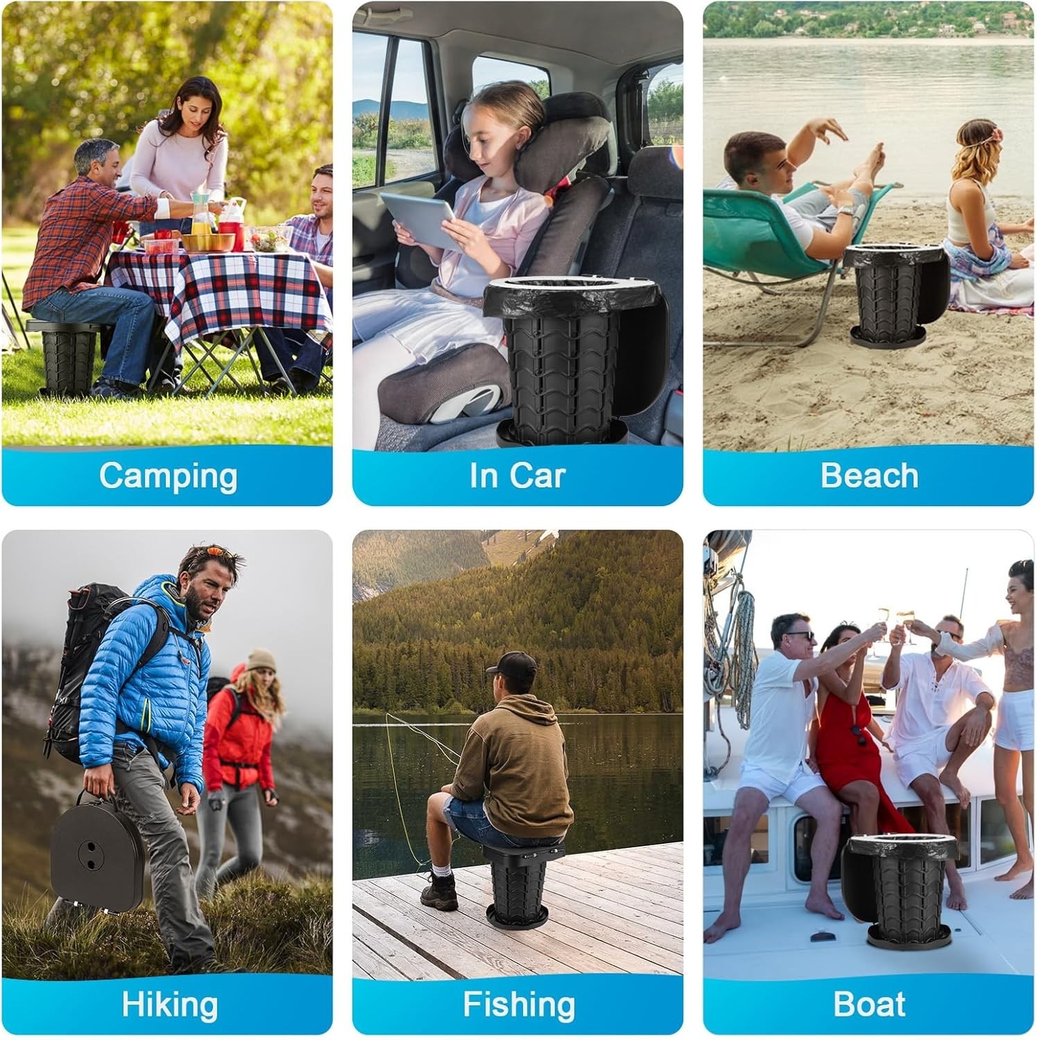 Portable Folding Camping Toilet Compact Potty Loo Caravan Picnic Fishing — image 3