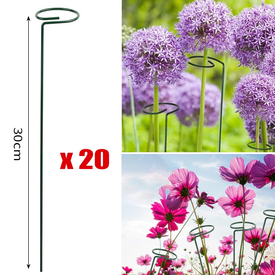 20Pcs Metal Plant Bow Stand Stake Strong Round Garden For Flower Support Y UK