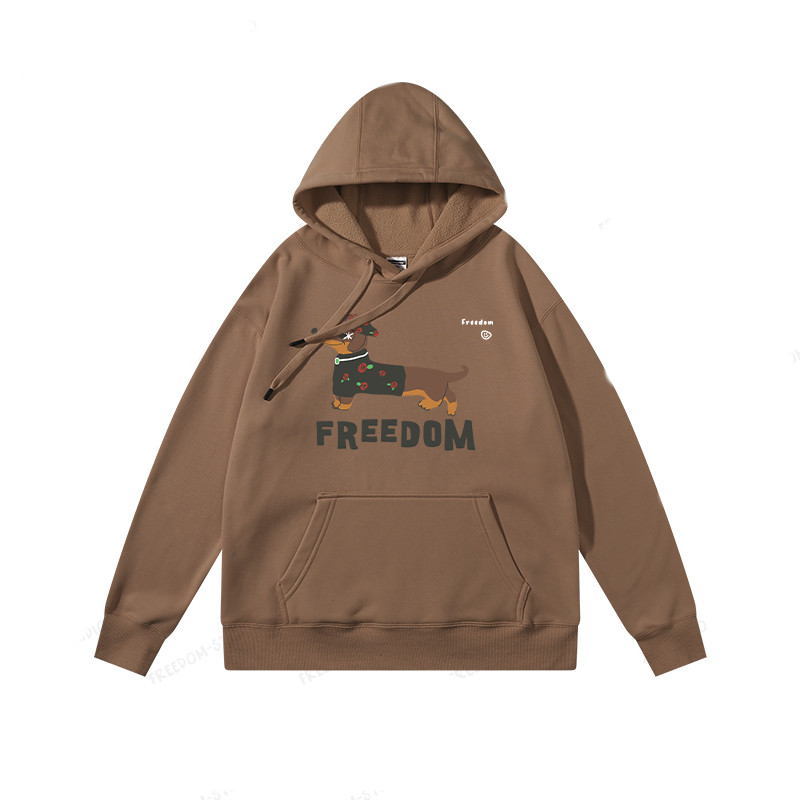 Vintage Little Rose Dachshund Print Mocha Hoodie