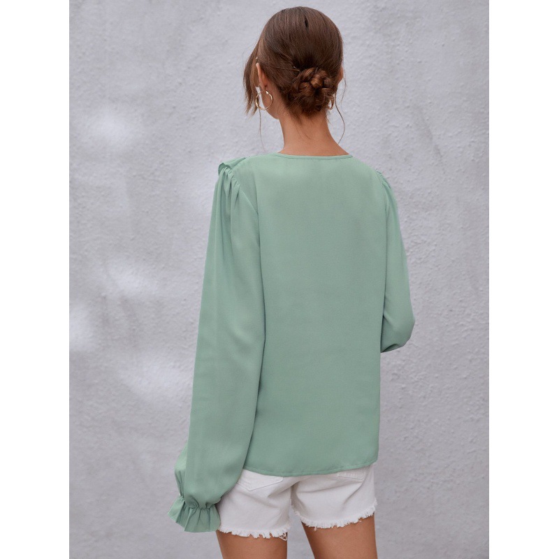 Title 3, Commuter V-neck Pullover Chiffon Shirt With Woo...