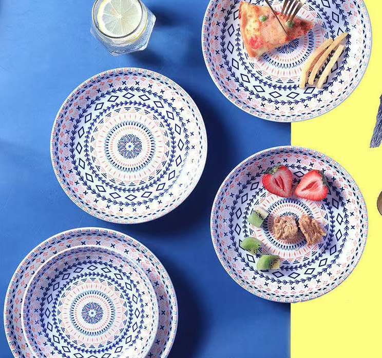 Title 1, New 8Inch Boho Ceramic Breakfast Plate 4pcs