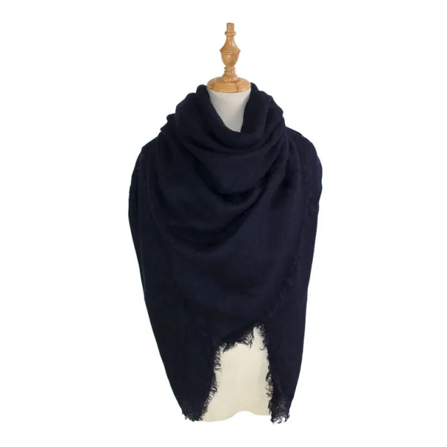 Faux Cashmere Oversized Solid Scarf S05 Navy Blue - Shop at LoveMi