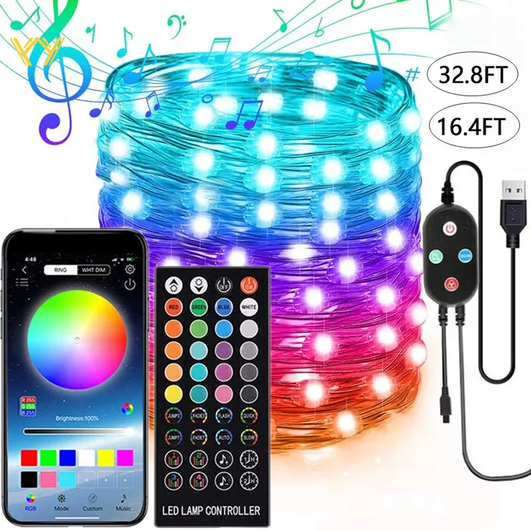 APP Light String Mobile Phone Bluetooth USB Copper Wire Music Decorative Lantern – image 5
