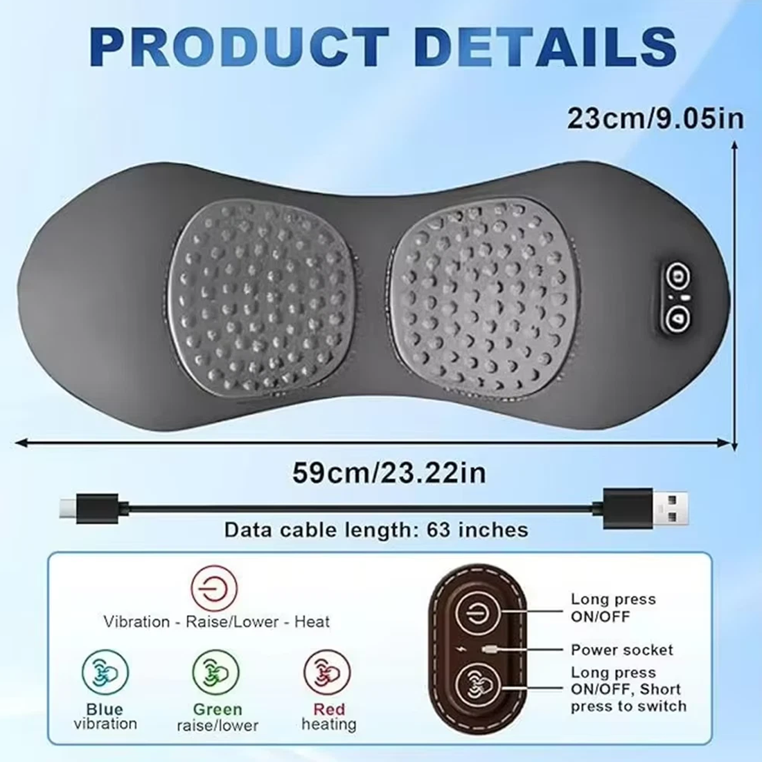 Lumbar Support Pillow Bed Cushion Sleeping Pad Massager — image 10