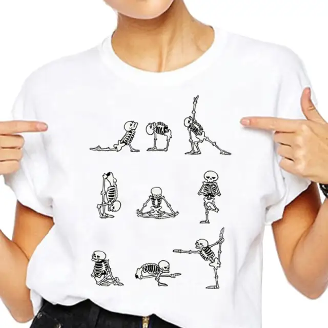 Skull Dance Gothic T shirt Short Sleeve White - Shop at LoveMi