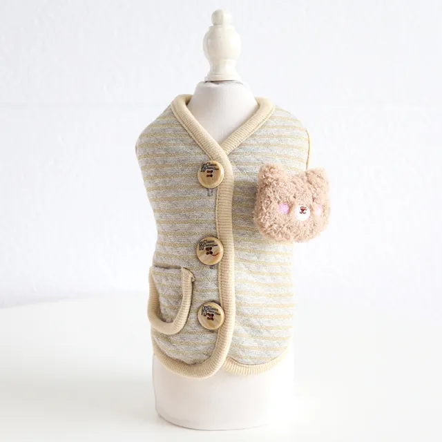 Pet Cat And Dog Bronzing Print Bear Vest Grey - Shop at LoveMi