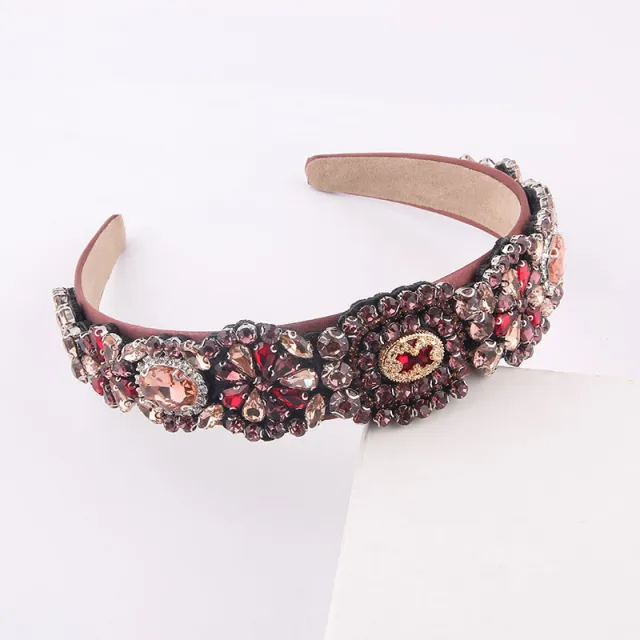 Ladies Fashion Gorgeous European And American Style Baroque Headband Prom Gift Red - Shop at LoveMi