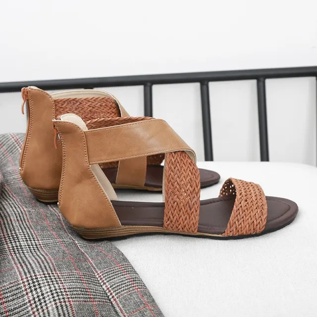 Sandals Women Summer New Style Bohemian Woven Belt Wedge Heel Women Sandals Khaki - Shop at LoveMi
