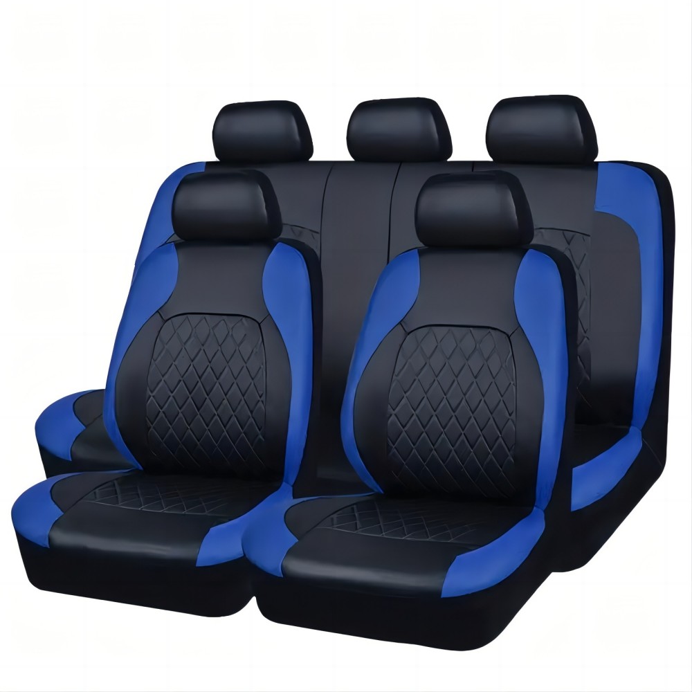 5-Seat Car Seat Cover, Single-Stitch Diamond Pattern, Quilted And Embroidered, Synthetic Leather, PVC Leather, Exported To Europe And America 2