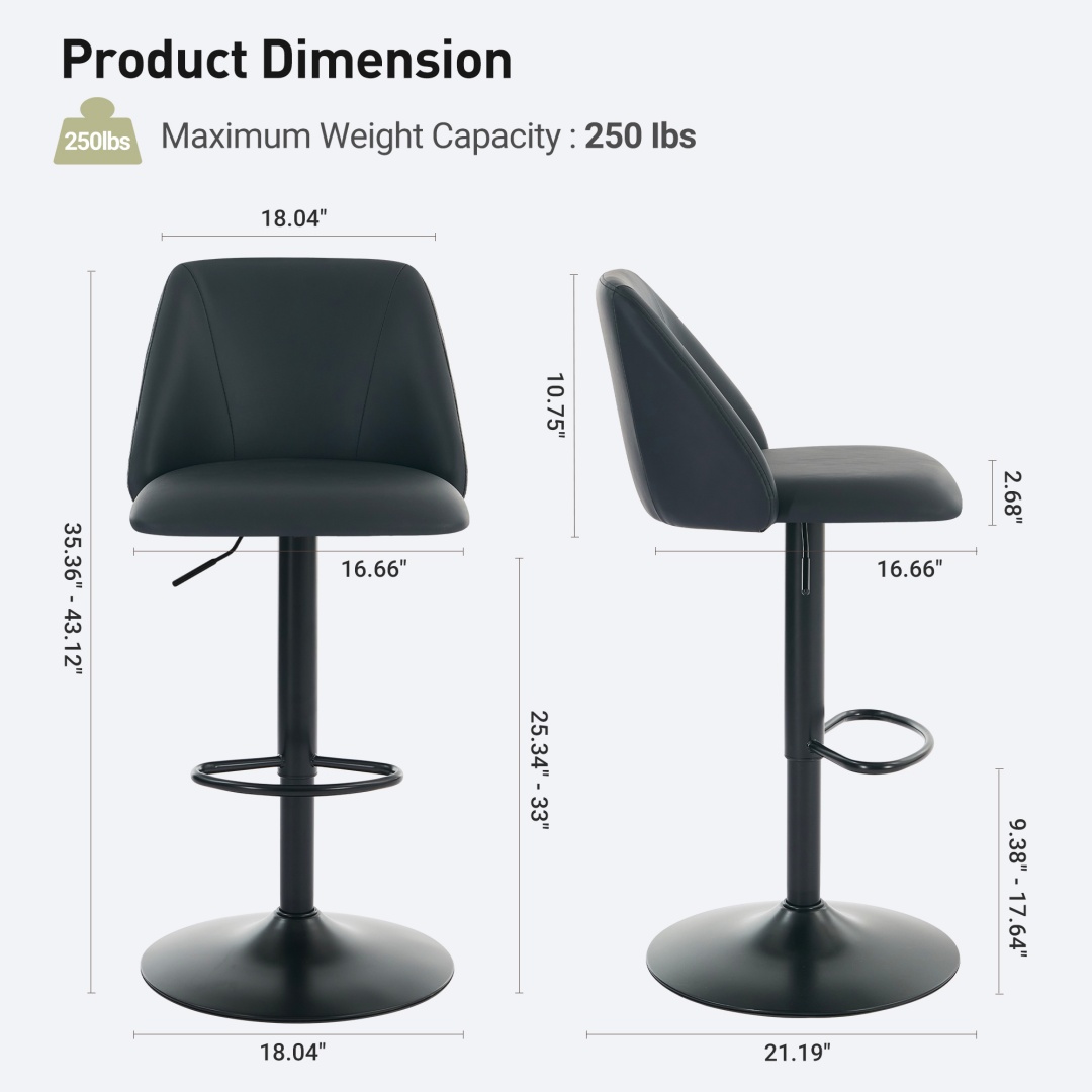 Swivel Bar Stools Upholstered Adjustable Barstools Counter Heigh For Bar, Dining Room, Set Of 1, Beige image 28