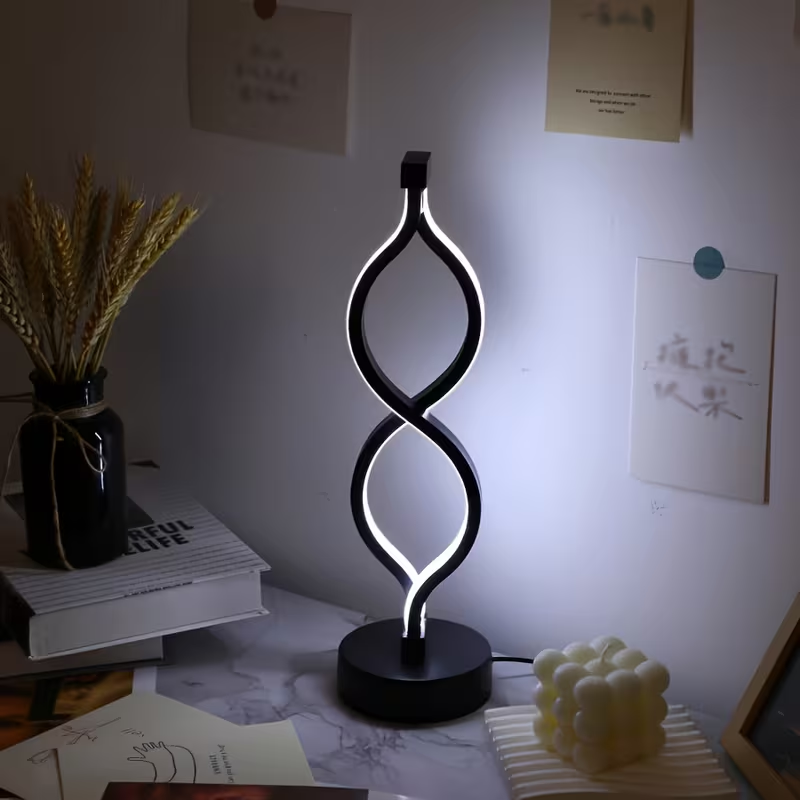 2Pcs Modern Wave-Shaped USB Desk Lamp With 3-Color Dimmable Lighting For Bedroom — foto 3