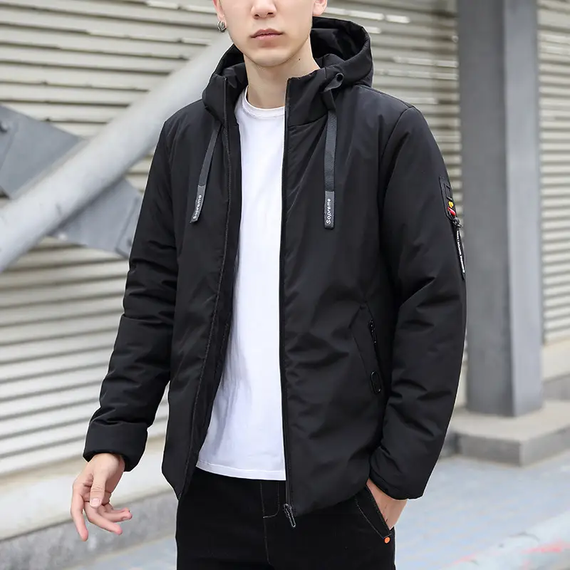 Men's Cotton-padded Hooded Slim Coat Plus Size