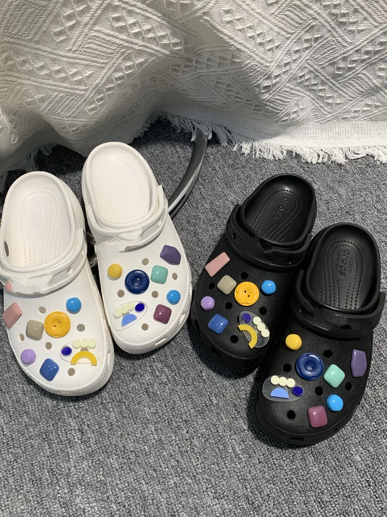 Niche Accessories DIY Decorative Geometric Buttons Resin Shoe Buckles