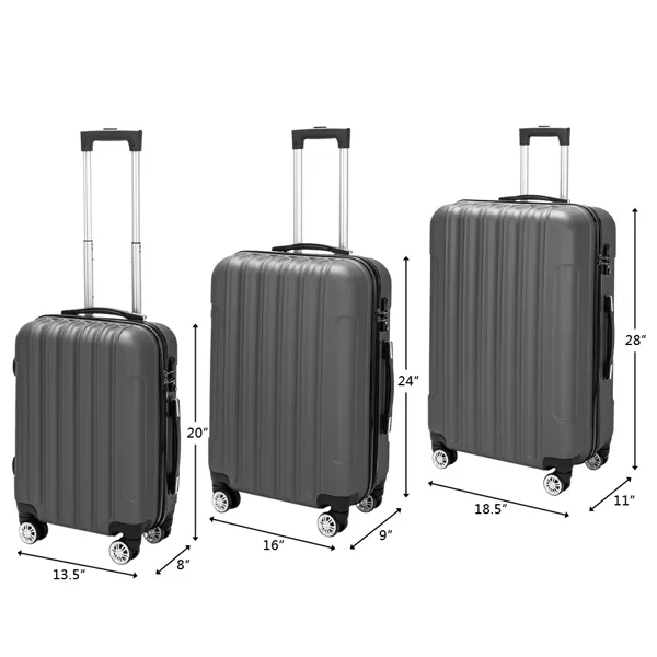 3-in-1 Multifunctional Large Capacity Traveling Storage Suitcase Luggage Set Dark Gray — foto 12