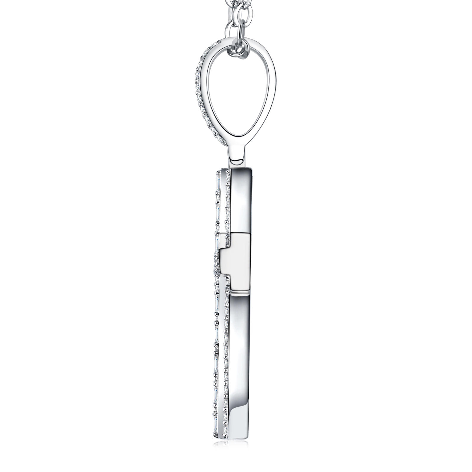 A Luxurious And Fashionable Minimalist Jewelry Pendant Necklace Set With Top-quality Moissanite, Made Of S925 Silver Electroplated With Platinum.