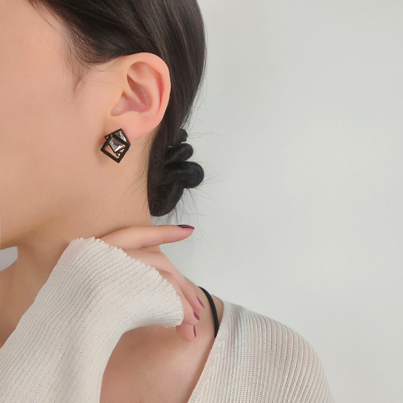 Square Hollow Matte Commuter Earrings