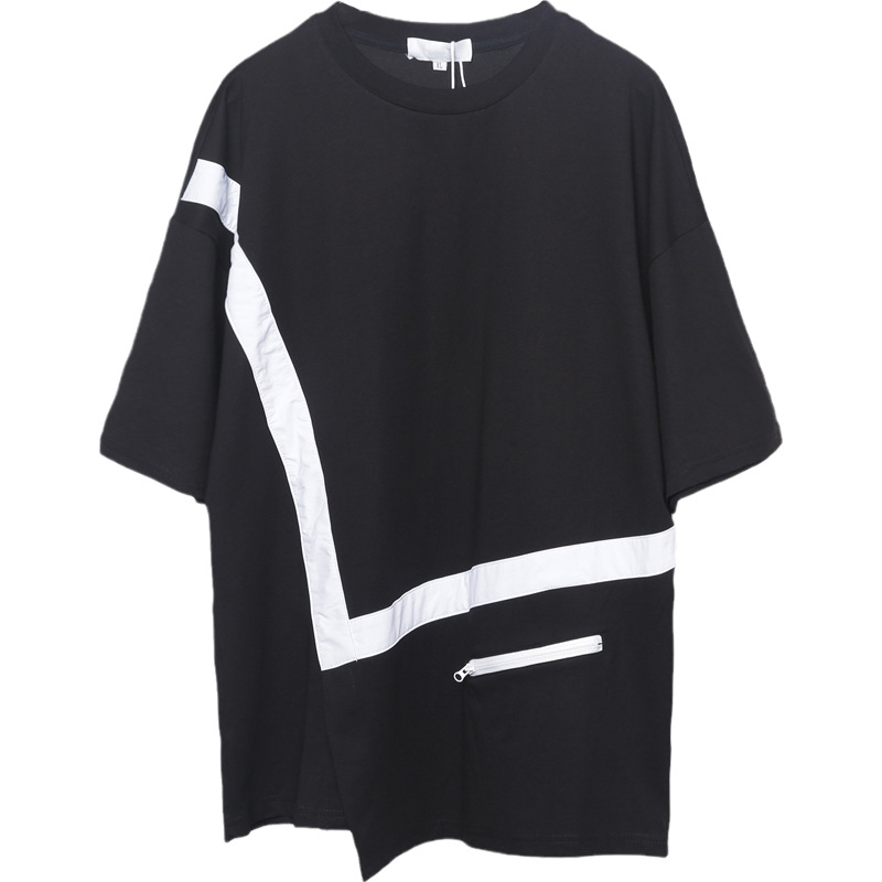 Men's Loose Irregular Stitching Casual Short Sleeves