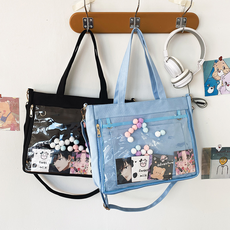 Women's New Large Capacity Transparent Messenger Canvas Bag