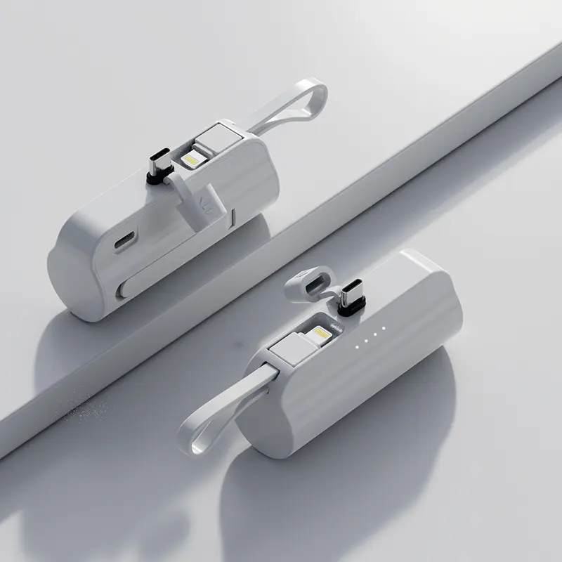 5000mah Portable Charger with Built-in Cable Power Bank External