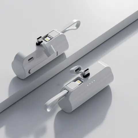 5000mah Portable Charger with Built-in Cable Power Bank External