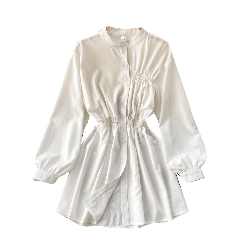 Slim Temperament Small Stand-up Collar Solid Color Small Dress