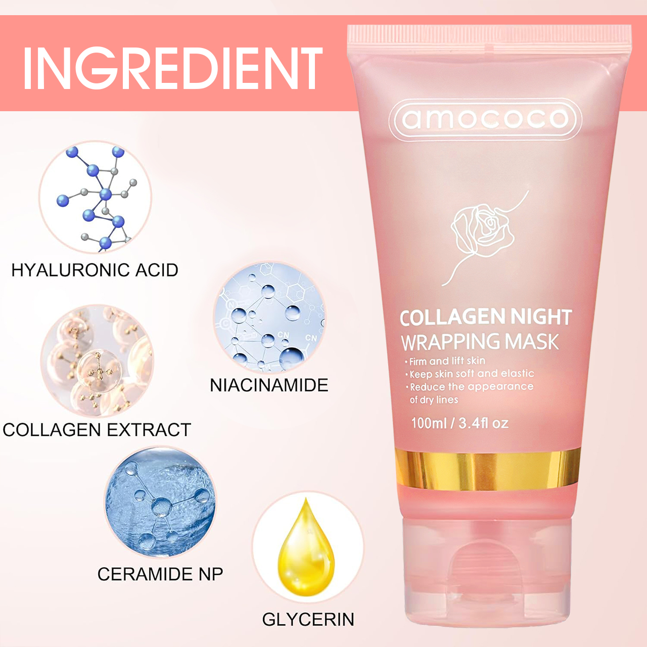 Only Supports Self Pickup With Waybill Collagen Night Wrapping Mask  Firm & Lift Skin, Keep Soft & Elastic, Reduce Dry Lines