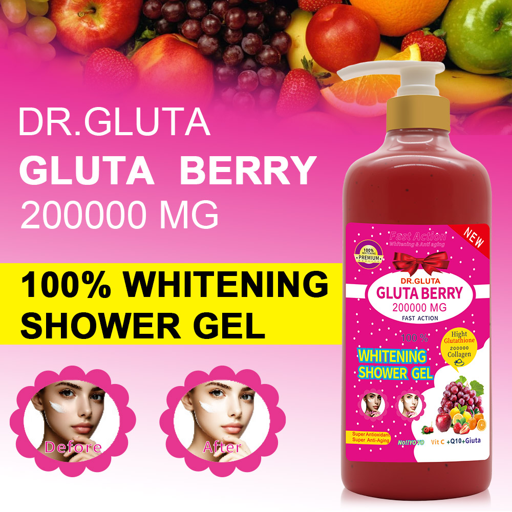 Glutathione Shower Gel Berry Whitening Lightening Body Skin Care Bath Wash