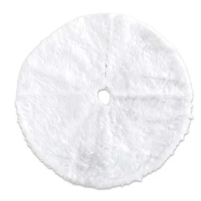 White Plush Christmas Tree Skirt, Soft Faux Fur Tree Base Cover for Holiday Decor (78, 90 or 122 cm) - detail photo 2