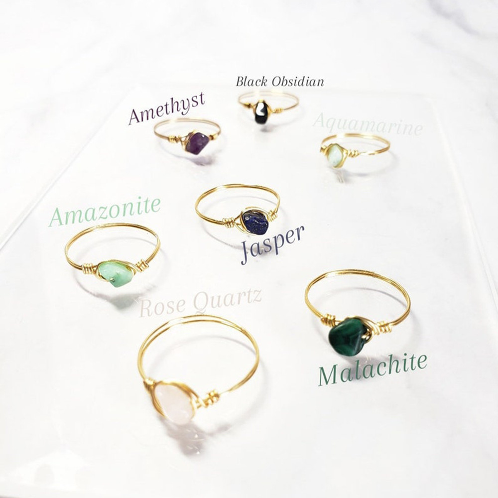 Special Shaped Crystal Copper Wire Braided Gem Ring - Image 1 of 1