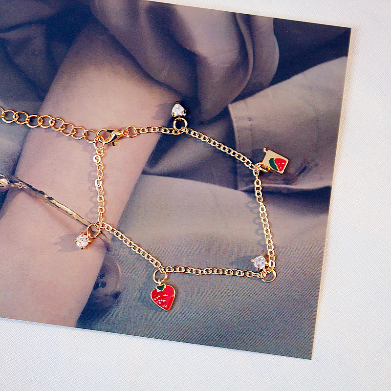 Sweet Love Zircon Girl Strawberry Bracelet