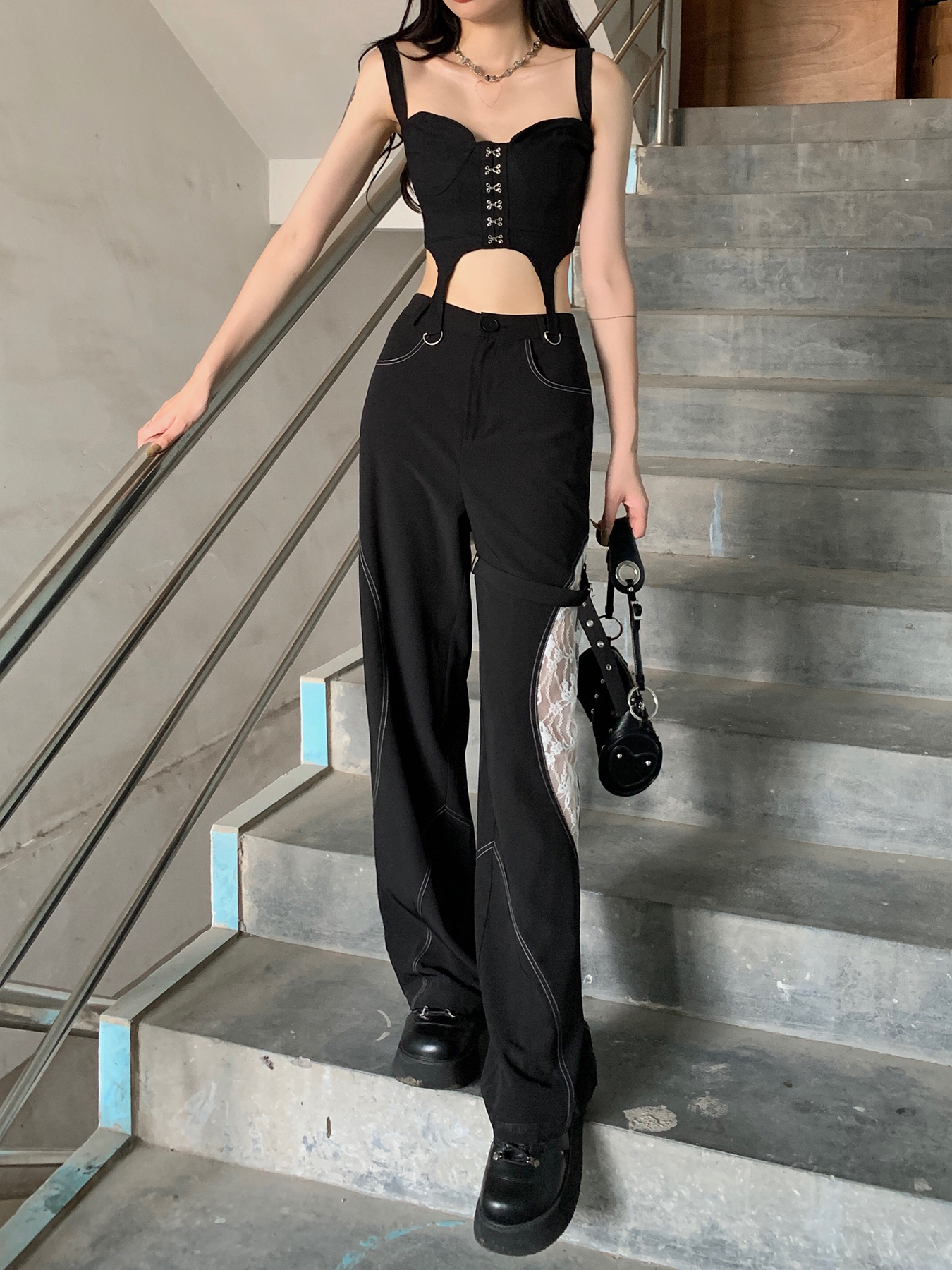 Title 4, High-waisted Ins Trendy Small Wide-leg Pants