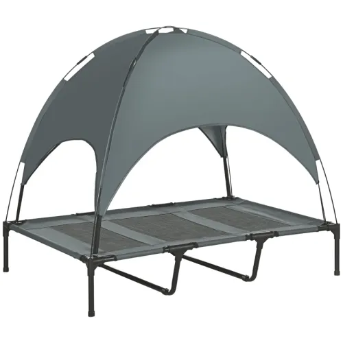 PawHut Raised Dog Bed Waterproof Elevated Pet Cot With Breathable Mesh UV Protection Canopy Grey, For XL Dogs, 122 X 92 X 108cm Grey - Shop at LoveMi