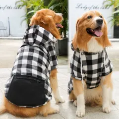 Fashion Pet Dog Simple Zipper Pocket Sweater - Black White Grid - View 1